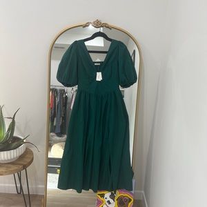 Abercrombie puff sleeve corset midi dress NWT